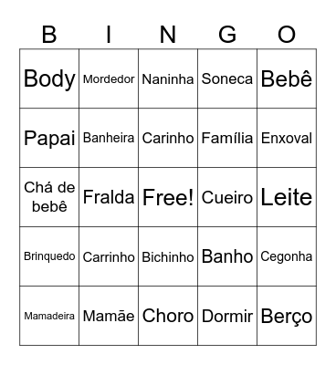 Chá de Bebê Bingo Card
