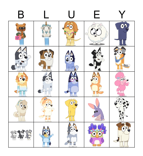 BLUEY Bingo Card