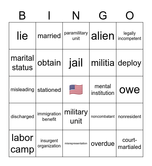 Vocab Bingo (set 2) Bingo Card
