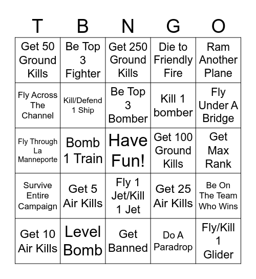 TAW BINGO Card