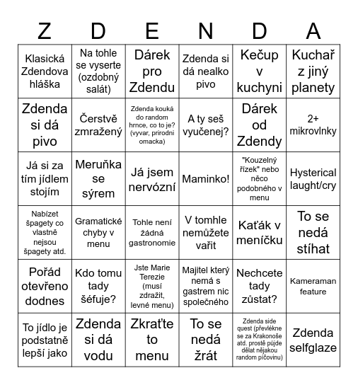 Ano sefe Bingo Card