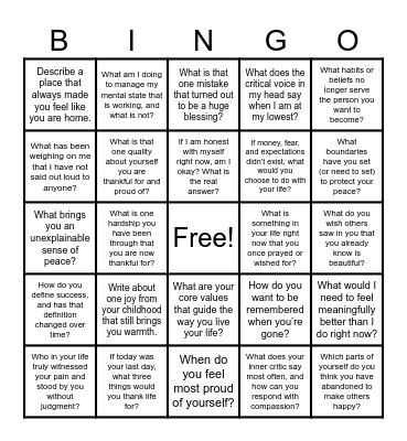 Mental Health BINGO Card