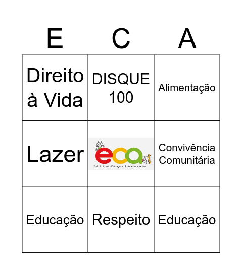 BINGO DOS DIREITOS Bingo Card