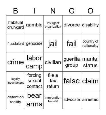 N400 Vocab Bingo Set 1 Bingo Card