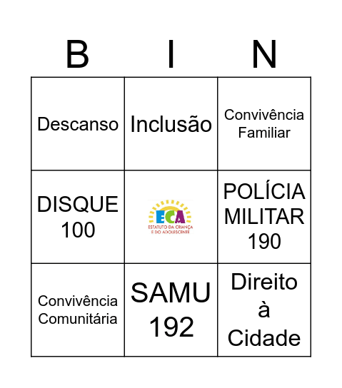 BINGO DOS DIREITOS Bingo Card