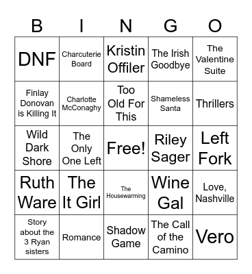 Boozy Book Club Bingo Card