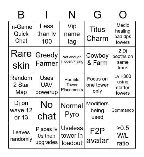 Tds matchmaking bingo Card