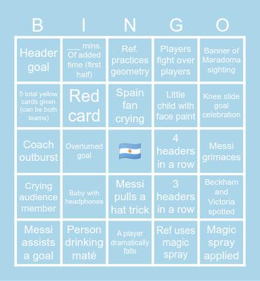 🇦🇷WATCH PARTY BINGO🇦🇷 Bingo Card