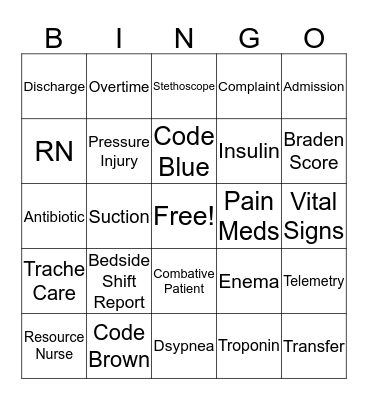 Nurse Graduate  Bingo Card