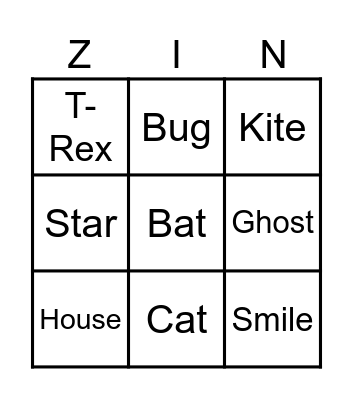 Zingo Bingo Card