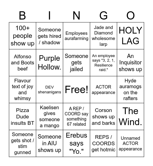 Club Fair Bingo Card