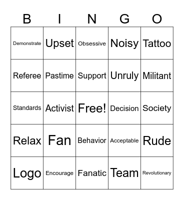 Foundations 7 Article Review: Fans or Fanatics? Bingo Card