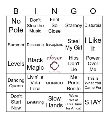International Artists Bingo Card