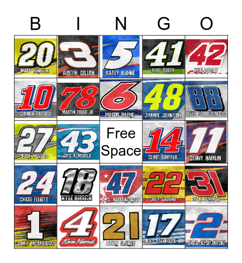 NASCAR BINGO Card