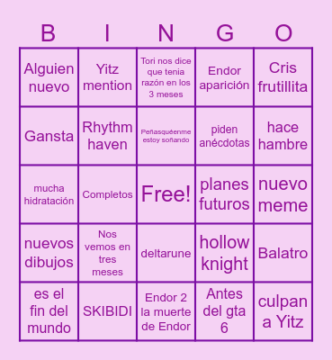 Shira BINGO Card