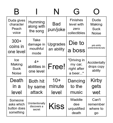 Kirby and the Forgotten Land Bingo Card