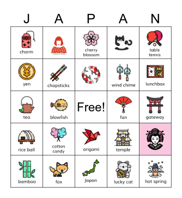 JAPAN BINGO Card