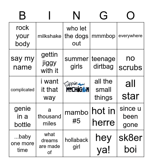 Y2K Bingo Card