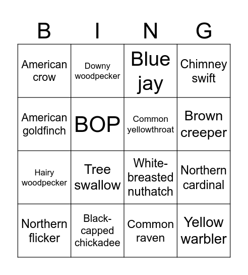 Binger bingo - go for birdie Bingo Card