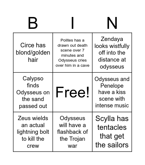 Mia Bingo Card