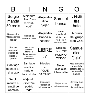 BINGO REPUBLICA DE LA PIEDRA 🫡🫰🏽 Bingo Card