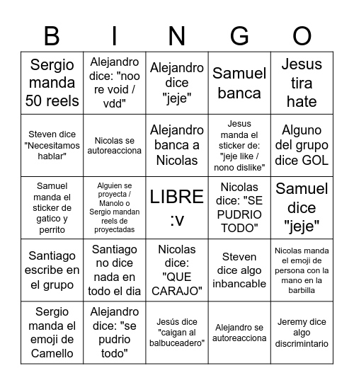 BINGO REPUBLICA DE LA PIEDRA 🫡🫰🏽 Bingo Card