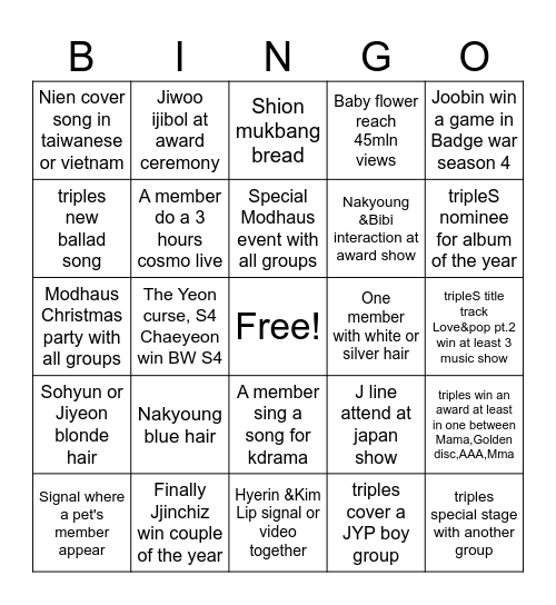 tripleS end 2026 Bingo Card