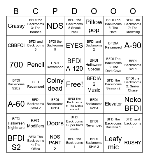 BCPD Bingo Card