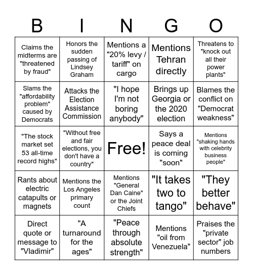 07/16/2026 Speech Bingo Card