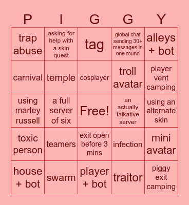 Piggy Bingo!! Bingo Card