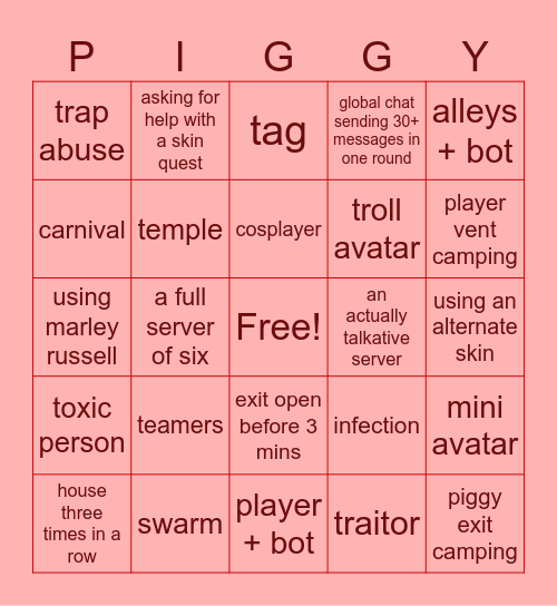 Piggy Bingo!! Bingo Card