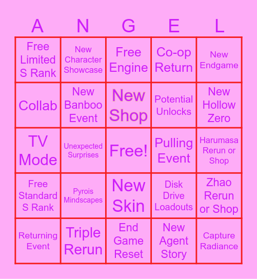 ZZZ 3.1 Bingo Card
