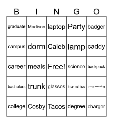 Caleb's Trunk Party! Bingo Card