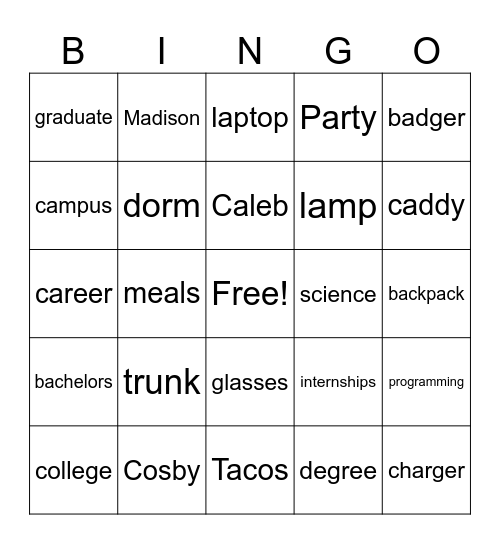 Caleb's Trunk Party! Bingo Card