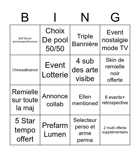 3.1 LiveStream Bingo Card