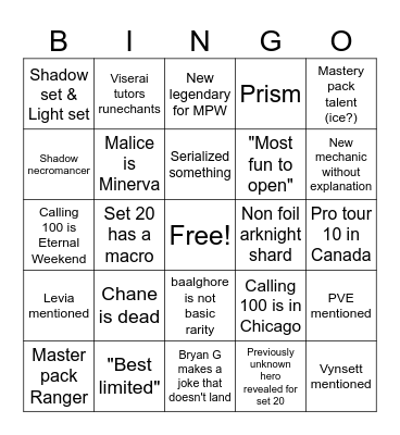 Las Vegas Keynote Bingo Card