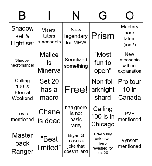 Las Vegas Keynote Bingo Card