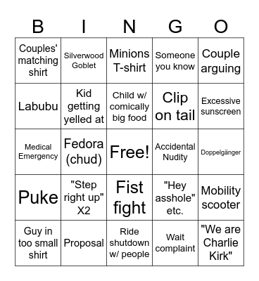 Silverwood Bingo Card