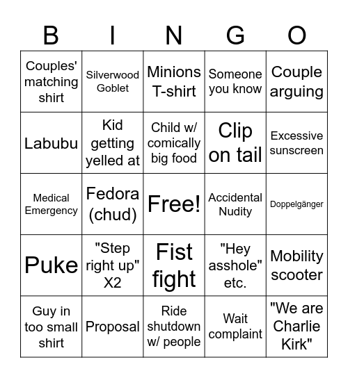 Silverwood Bingo Card