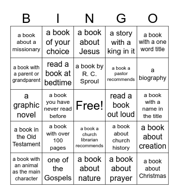 CHILDREN'S LIBRARY BINGO Card