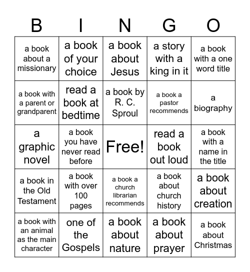 CHILDREN'S LIBRARY BINGO Card
