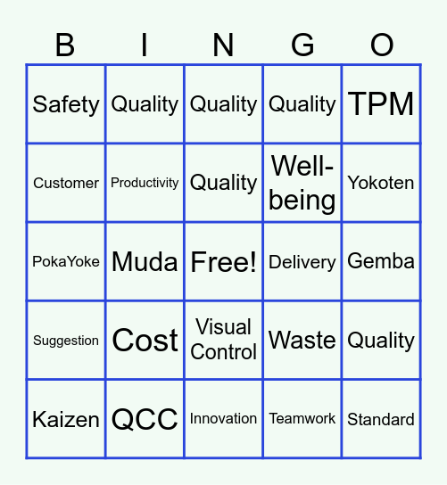 RICOH Bingo Kaizen Bingo Card