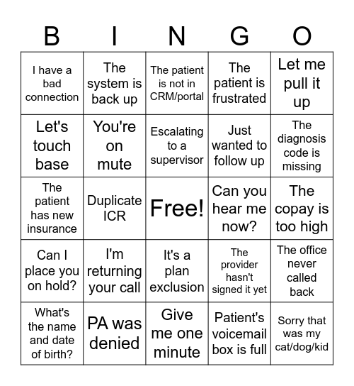 Things You Heard At Work This Week Bingo Card