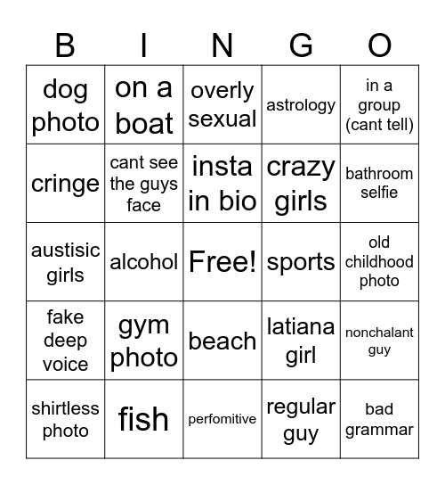 hinge Bingo Card