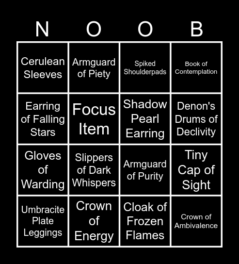 Tranq EZ VT Bingo Card