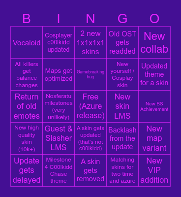 Forsaken Azure Update BINGO Card