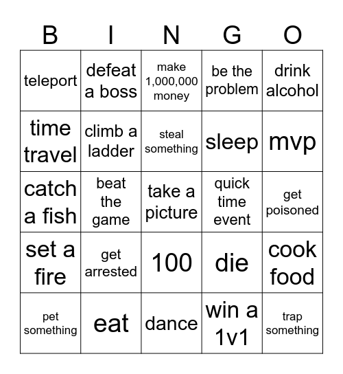 Game Bingo Card