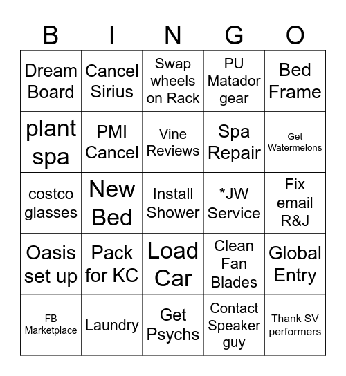 TaDaa 2 Bingo Card