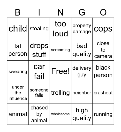 ring cam bingo Card