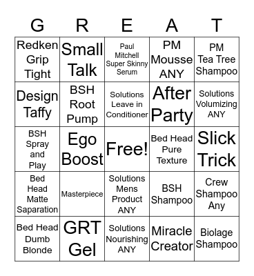 Great Haircut Sale BINGO Card